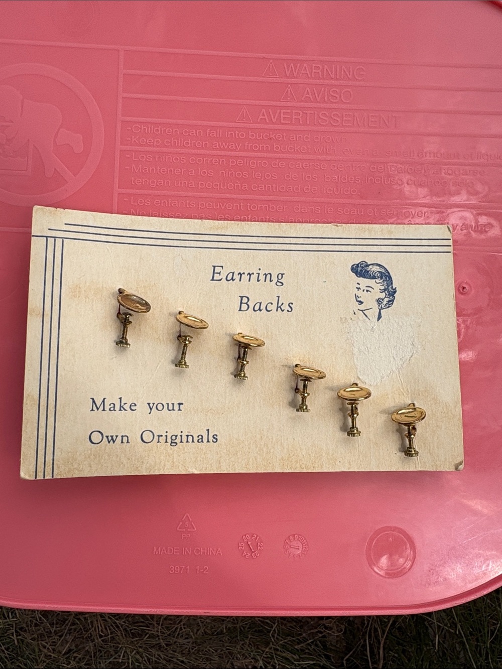 Vintage Earring Backs Card with Gold-Tone Backs